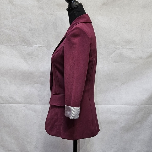 BCX Princess Cut 3/4 Rolled Sleeve Maroon Blazer Jacket Size S - Picture 3 of 7